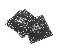 SOIMISS 40 Pièces Serviettes Papier Argentées Happy Birthday de Serviettes Décoratives pour Anniversaires Célébrations Festives Absorbant pour Décoration de Table