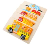 SOIMISS 5 Ensembles Puzzle Bois pour Garçon Fille Éducatif Camion de Pompiers Benne Autobus Train et Voiture de Police Développement Cognitif et Coordination Main Oeil pour Garçons et