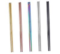 SOIMISS 5 paires Baguettes Acier Inoxydable Couleurs Métalliques Réutilisables Antidérapantes Cadeau pour Dîner Asiatique
