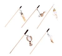 SOIMISS 5 Pièces Bâtonnet de Flirt pour Chat Célébration Halloween en Lin | Plume pour Chats D'intérieur, Bois Beige, Lot avec Pendentif et Ficelle, Jeu Autonome Style Aléatoire