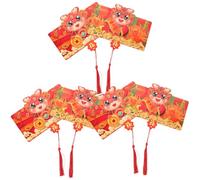 SOIMISS 6 Pièces Enveloppes Rouges Nouvel An Chinois Dragon Pliables Compartiments Chance Décor Festif pour Mariage et Célébrations