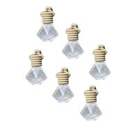 SOIMISS 6 pièces Hanging Perfume Bottle Pendants With Wooden Lid Refillable Car Aroma Diffusers For Essential Oils Transparent Glass Fragrance Decor
