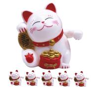 SOIMISS 6 Pièces Miniature Chat Figurines Décoratives Agitant la Patte pour Bureau Maison Jardin Ornements Chats Chanceux Maneki Neko Élégantes et Adorables