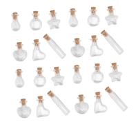 SOIMISS 60 pièces Bouteilles en Verre Transparentes avec Bouchon en liège flacons DIY pour Loisirs décoration et Cadeaux Formes variées cœur Goutte étoile Ovale