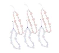 SOIMISS 6pièces Bracelet De Charme Pour Téléphone Avec Perles Lanière Courte Décorative Cristal Et Fleurs Pour Téléphone Portefeuille Clé Appareil Photo Et Écouteurs Et Rose