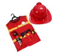 SOIMISS 7 pièces Costume Pompier Garçon Fille Tenue Jeu Rôle avec Accessoires Vifs pour Développement Imagination et Communication Col Facile à Enfiler Sans Pantalon