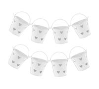 SOIMISS 8 pièces Lot de Mini Seaux Métal avec Poignées Seaux de Rangement Fer Creux pour Bonbons Décoration de Fête Mariage Anniversaire et Jardin Rustiques Blancs