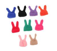 SOIMISS 9 Pièces Mini Hats with Rabbit Ears for Dolls Soft Knitted Winter Beanies DIY Ornaments in Multiple Colors for Easter and Festive Dress-up