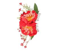 SOIMISS Accessoire Cheveux Mariée Rouge Métal avec Fleur Artificielle Peigne Latéral Confortable pour Élégantes Barrettes et Pinces pour Mariées et Demoiselles Honneur