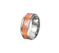 SOIMISS Bague de Couple Noctilucente Unisexe en Acier Inoxydable, Bague Électrocardiogramme Lumineuse Orange Taille 10, Bijou pour Fête et Cérémonie