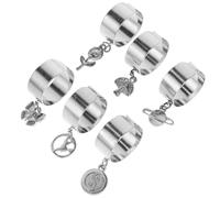 SOIMISS Bague Ouverte Réglable Pendentif Soleil et Lune pour Femme, Ensemble de 6 Anneaux Créatifs pour Présent et Usage Quotidien