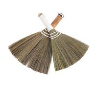 SOIMISS Balai Parquet Artisanal en Paille, Balai à Main 2pcs, Nettoyage Doux du Sol en Bois, Manche Ergonomique pour Intérieur