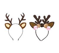 SOIMISS Bandeau de Noël en Tissu Bois de Cerf Décoratif, 1 Set 2 Pièces, Accessoires de Coiffure pour Fête et Photo de Costume Couleur Aléatoire