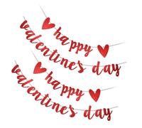 SOIMISS Bannière Saint-valentin à Paillettes Rouge Scintillant, 2 Ensembles de Drapeaux Décoratifs en Papier Léger Réutilisable pour Fête et Décoration Romantique Intérieure, Guirlande