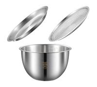 SOIMISS Bassine Égouttoir Inox 3 Pièces Multifonction avec Fond Antidérapant, Bol Lavage Riz et Légumes, Accessoire la Cuisine Pratique pour Préparation Alimentaire