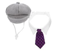SOIMISS Béret pour Chien Violet Taille L Cravate 2 Pièces Accessoire Photo et Déguisement pour Fête D’Anniversaire Costume D’Halloween et Cosplay pour Petits Animaux
