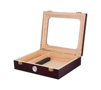 SOIMISS Boîte à Cigares en Bois avec Couvercle en Verre Transparent, Hygromètre Intégré, Humidificateur, Rangement Hermétique pour Cigares, Design Compact Marron, pour Conservation