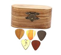 SOIMISS Boîte à Médiators en Bois Naturel 5 Médiators Variés, Étui de Rangement Solide pour Guitare Acoustique, Guitare Électrique et Ukulélé, Accessoires Musicaux Incontournables