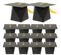 SOIMISS Boîtes à Bonbons en Papier Forme Toque de Doctorat Pompon Jaune, Lot de 50 Pièces, Boîte pour Fête de Remise de Diplômes, Porte-bonbons Pratique et Délicat pour Décoration