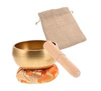 SOIMISS Bol Chantant Népalais Fait Main avec Coussin et Sac Bol de Yoga Compact Cuivre pour Relaxation et Amélioration Du Sommeil