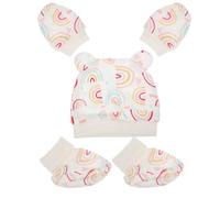 SOIMISS Bonnet en Coton pour -né et Chaussettes Anti-griffures Bébé, Ensemble 3 Pièces Arc-en-ciel, Douceur Peau, Protections Pieds et Tête, Unisexe pour -né