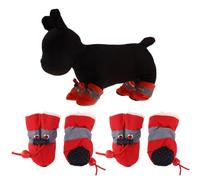SOIMISS Bottes Imperméables pour Chiens Peluche Rouge, Antidérapantes, Protège-Pattes pour Activités Extérieures et Sports Canins, Garde Les Pattes Propres et Sèches