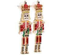SOIMISS Boucles D'oreilles Pendantes Casse-noisette Soldat en Alliage de Zinc, Boucles D'oreilles Fantaisie pour Femmes, Bijoux du Nouvel An Rouges, 1 Paire, Style Festif et Original