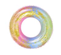 SOIMISS Bouée Gonflable Adulte Anneau de Natation Translucide à Paillettes Design Arc Ciel Gradient pour Piscine Plage et