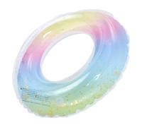 SOIMISS Bouée Piscine Adulte Gonflable Anneau de Natation Sécurité Translucide Dégradé Arc Ciel avec Paillettes Flottant Pratique pour Plage et
