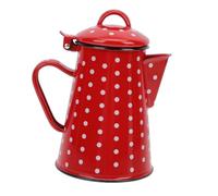 SOIMISS Bouilloire Émaillée à Poignée Manuelle Chauffe Eau Domestique pour Café et Thé Compatible Plaques Induction et Gaz Design Pointillé Rouge Vintage