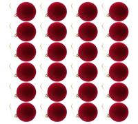 SOIMISS Boules de Noël Floquées Rouges Foncé 24 Pcs 5 CM Incassables Décorations à Suspendre pour Sapin Saint-Valentin et Noël Ambiance Festive