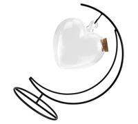 SOIMISS Bouteille à Souhaits Suspendue en Verre Transparent 16 CM de Cœur Support Lune en Fer Bouchon en Bois Récipient Artisanal DIY pour Décoration Intérieure et Origami