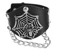SOIMISS Bracelet Gothique Punk Toile D’araignée En Pu Noir Manchette Ajustable Unisexe Style Rock Halloween Large Cuir Synthétique