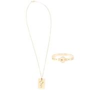 SOIMISS Bracelet Jonc en Acier Titane Cœur Chic pour Femmes Ensemble Saint-valentin Collier Clef Mode Doré