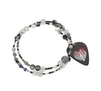 SOIMISS Bracelet Médiator de Guitare Élastique à Perles Musicales en Résine Plastique, Motif Cœur Punk Gothique et Crâne Squelette, Bijou Unisexe Ajustable pour Guitaristes, Style Rock