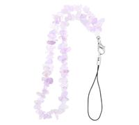 SOIMISS Bracelet Téléphone en Perles Cristal Naturel Fait Main Porte-Carte d'Identité et Porte-Clés pour Femme Violet Accessoire Suspendu Mains