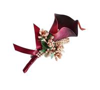 SOIMISS Broche Boutonnière pour Mariage en PU Forme Calla Lily Imitation Couleur Rouge Profond Broche Fleur Artificielle Décorative pour Mariée et Demoiselle D’Honneur Accessoire pour
