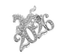 SOIMISS Broche Cheval 2026 en Métal Argenté avec Cristaux, Épingle de Revers Unisexe du Nouvel An Chinois, Souvenir Zodiaque et Bijou Festif pour Célébrations et Collection, Accessoire