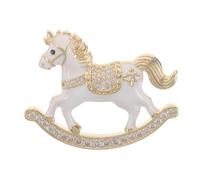 SOIMISS Broche Cheval Vintage Blanche Ornée de Strass, Pin's Animal pour Femmes, Accessoire Élégant pour Robe de Soirée, Tailleur et Fêtes, Bijou Décoratif Léger et Polyvalent