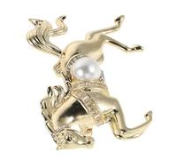 SOIMISS Broche Cheval Zodiaque avec Perle et Cristaux Dorés Broche Année du Cheval Élégante pour Femme Accessoire Bijou pour Fêtes et Nouvel An Chinois 2026