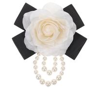 SOIMISS Broche Fleur pour Vêtements Camélia Délicate en Soie Imitation et Perles, Épingle à Perles Élégante pour Femmes, Décoration Solide pour Robes et Tenues de Soirée