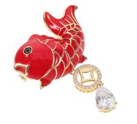 SOIMISS Broche Poisson Rouge du Nouvel An Chinois en Cristaux - Épingle de Revers Animalière pour Vêtements et Costumes - Bijou Festif Symbole de Prospérité Accessoire Léger pour Fêtes