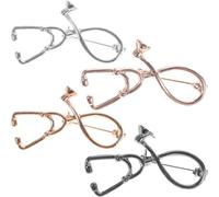 SOIMISS Broche Unique Stéthoscope Rétro en Alliage, Lot de 4 Pièces, Résistante à L'usure et Inaltérable, pour Occasions Décontractées et Présents Entre Collègues ou Amis