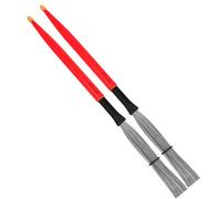 SOIMISS Brosses à Tambour en Érable Rouge Double Tête, Balais de Batterie Jazz en Fil D’acier au Carbone, Paire de Brosses Pratiques pour Batterie, Accessoires Professionnels