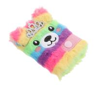 SOIMISS Carnet de Notes Peluche Mini Animaux avec Fermeture Journal Portable Adorable pour Garçon Fille Couverture Douce et Fuzzy pour Étudiants et Déplacement Motif Arc Ciel
