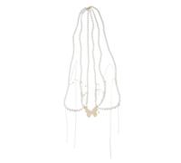 SOIMISS Ceinture Chaîne de Femme Ajustable Perles Blanches Multilayer Pendentif Long à Pampilles Bijou Corps Élégant pour Robe de Mariée et Soirée