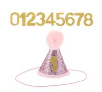 SOIMISS Chapeau d'anniversaire Conique pour Animaux de Compagnie Chapeau de Fête Rose avec Chiffres Interchangeables de 0 à 8 Léger et Confortable Accessoire pour Anniversaire de