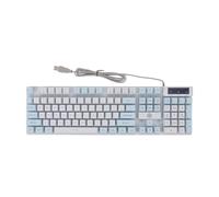 SOIMISS Clavier Mécanique Filaire RGB 104 Touches Blanc et Bleu Double Couleur Pavé Numérique Gaming USB Rétroéclairé LED Multicolore pour PC Bureau et Jeux Vidéo