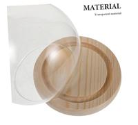 SOIMISS Cloche Verre Transparente Ronde avec Socle Bois Couvercle Exposition Décoratif pour Fleurs Éternelles Figurines Argile Protection Anti-poussière Affichage Polyvalent