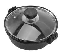 SOIMISS Cocotte en Fonte Multifonction 18 CM avec Couvercle en Verre Poêle Japonaise Antiadhésive Épaisse Marmite en Fer pour Mijoter Cuisson Intérieure et Camping